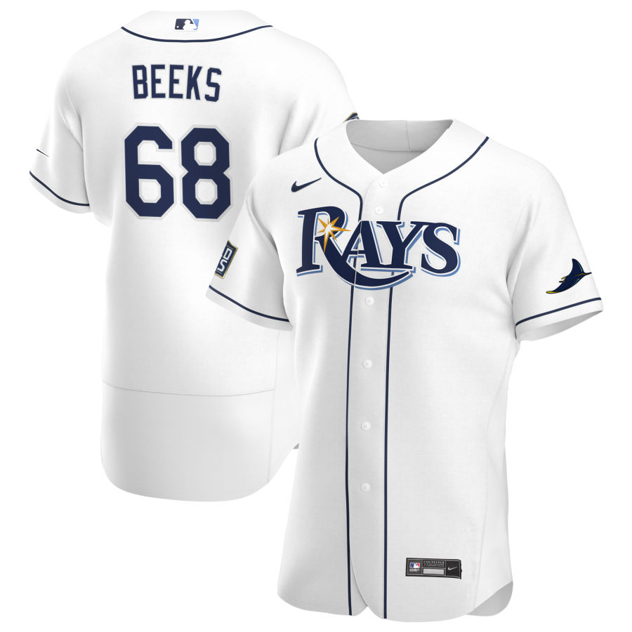 Tampa Bay Rays #68 Jalen Beeks Men Nike White Home 2020 World Series Bound Authentic Player MLB Jersey